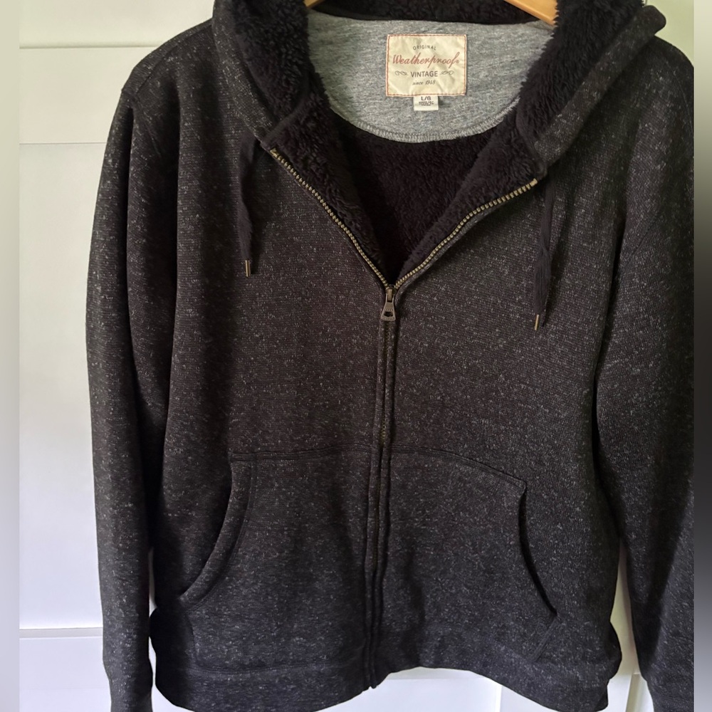 Weatherproof Men's Dark Charcoal Hooded Zip-Up Sweater